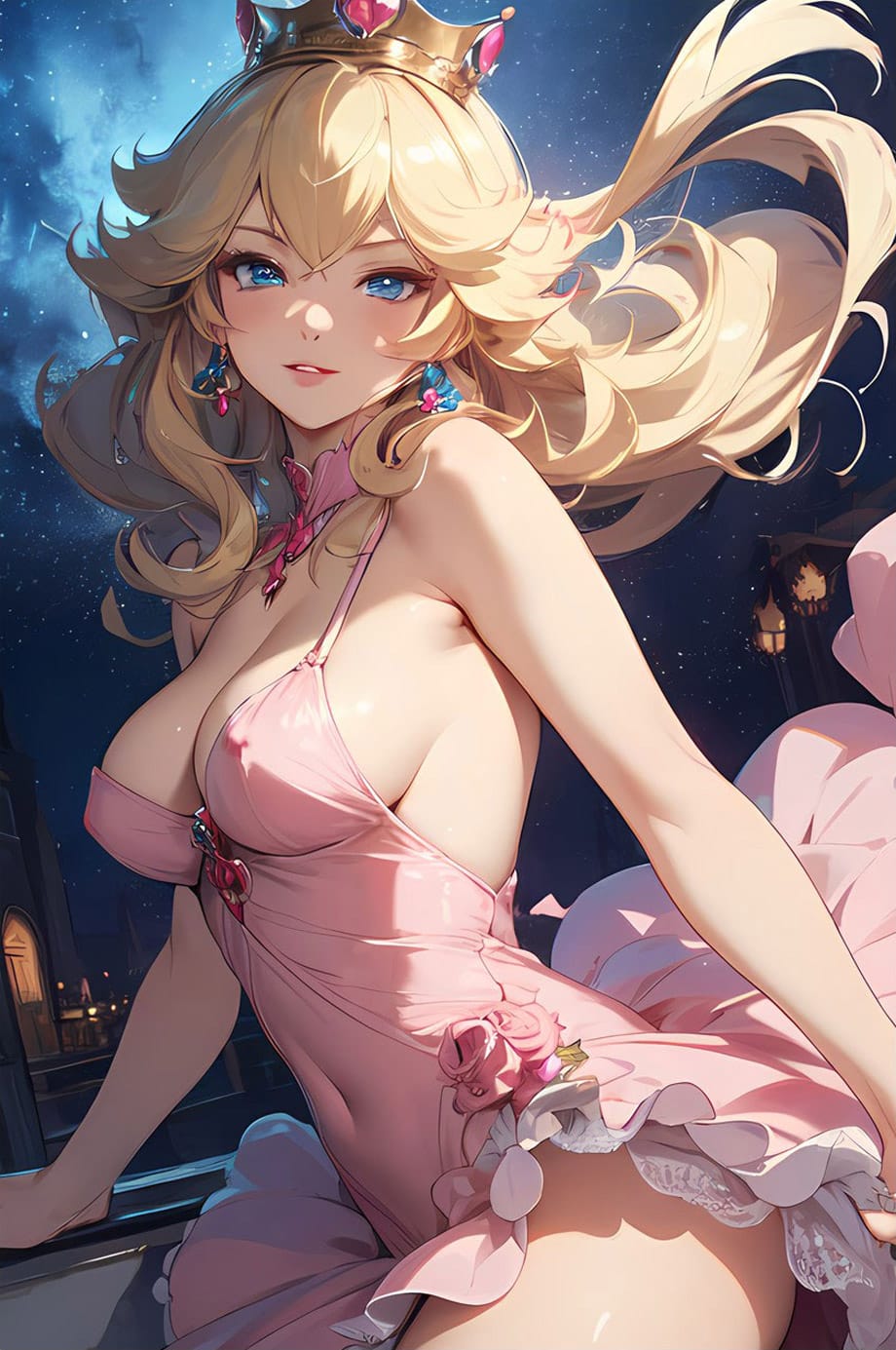 Mario Bros: Las Atractivas Peach Y Bowsette Deleitan En Antajoras Ilustraciones