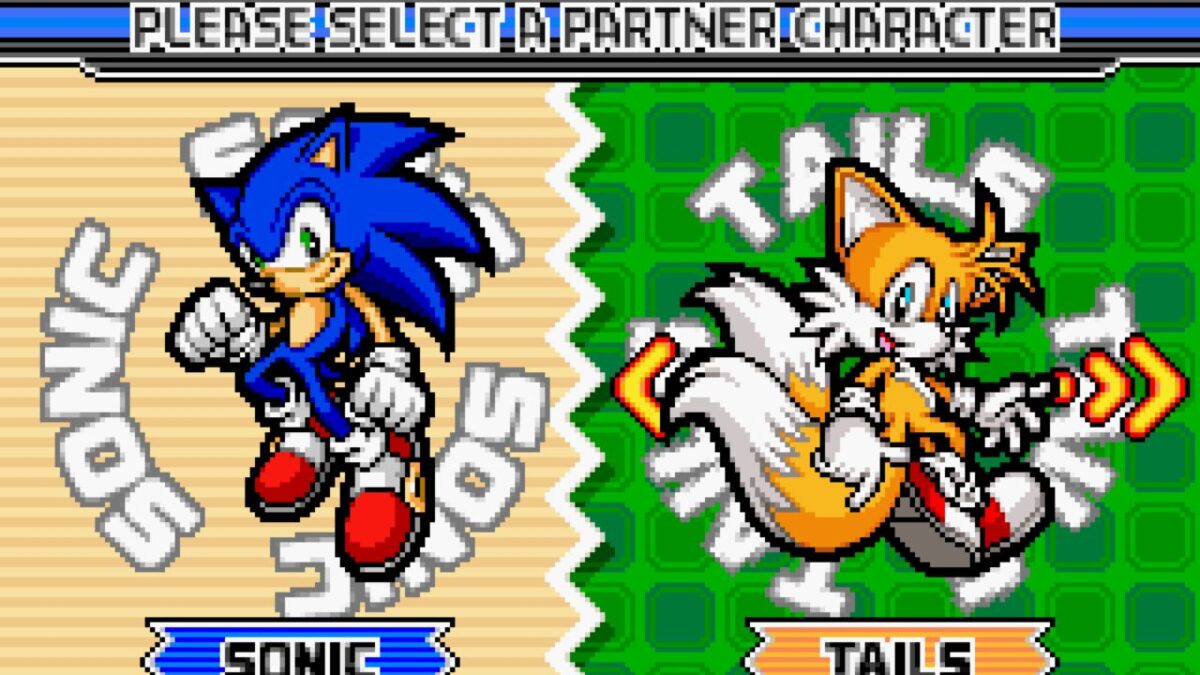Sonic Advance Character Select Screne