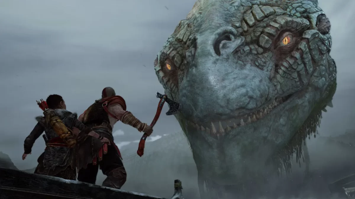 Kratos Y Atreus Se Encuentran A La Serpiente Jormungandr